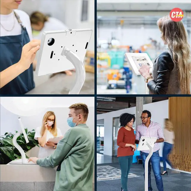 Alt view image 16 of 16 - CTA Digital Height Adjustable Floor-To-Desk Security Kiosk, White PADPARAFDW