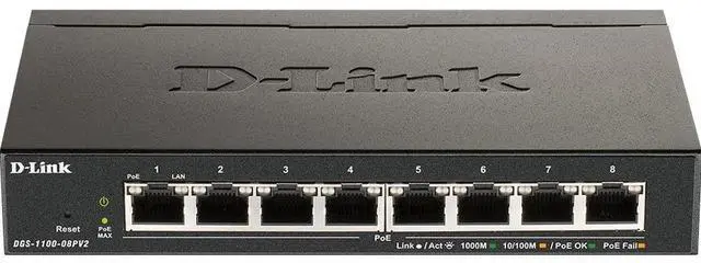Alt view image 8 of 14 - D-Link 8-Port Gigabit Smart Managed PoE+ Switch | 8 PoE+ Ports (64W) | Compact Metal Desktop |NDAA Compliant - (DGS-1100-08PV2)