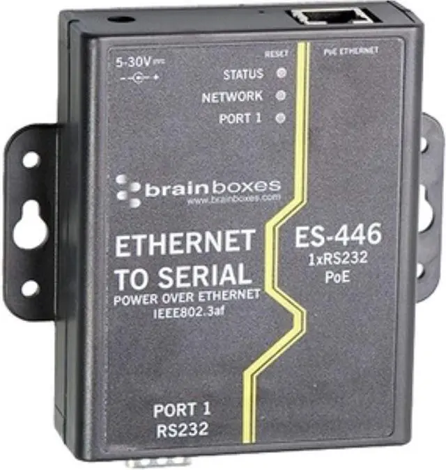 Main image of Brainboxes ES-446 1 Port RS232 PoE Ethernet to Serial Adapter