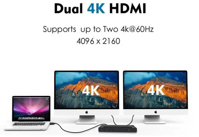 Alt view image 12 of 14 - 4XEM Slim USB-C Dual 4K with Power Delivery Universal Docking Station 4XUG69PD1