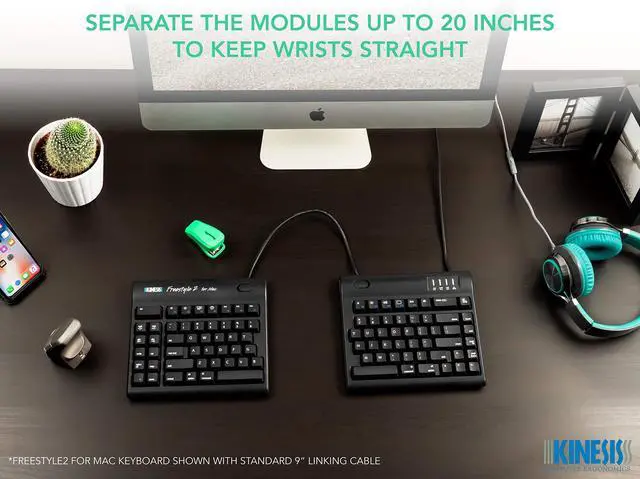 Alt view image 7 of 10 - Kinesis Freestyle 2 Convertible Keyboard KB800HMB for Mac KB800HMBUS