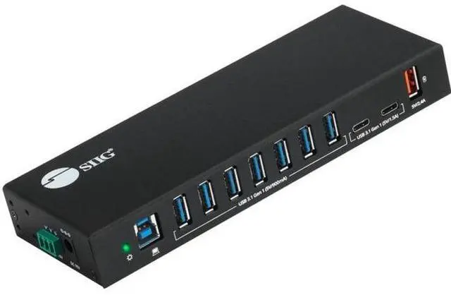 Alt view image 11 of 20 - SIIG AC IDUS0811S1 10PT Industrial USB Gen 1 Hub w Dual USBC 65W Charging