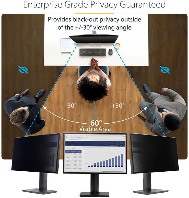 Alt view image 9 of 14 - StarTech.com 27-inch 16:9 Computer Monitor Privacy Screen, Hanging Acrylic Filter, Monitor Screen Protector/Shield, +/- 30 Deg., Glossy - 2769A-PRIVACY-SCREEN