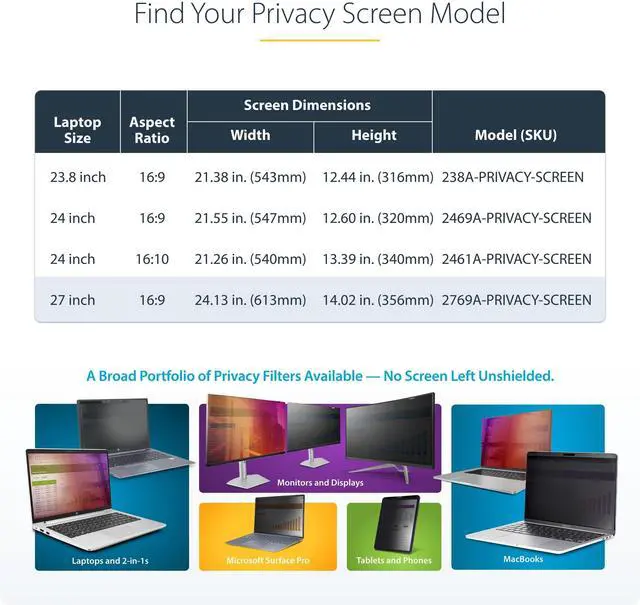Alt view image 10 of 14 - StarTech.com 27-inch 16:9 Computer Monitor Privacy Screen, Hanging Acrylic Filter, Monitor Screen Protector/Shield, +/- 30 Deg., Glossy - 2769A-PRIVACY-SCREEN