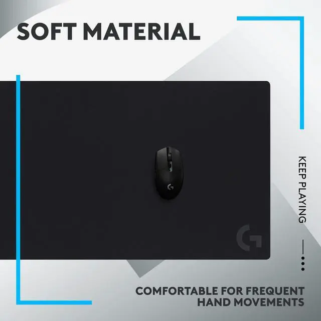 Alt view image 9 of 14 - Logitech G XL Gaming Mouse Pad - 15.75" x 35.43" x 0.12" Dimension - Black - Rubber - Extra Large - Mouse/Keyboard
