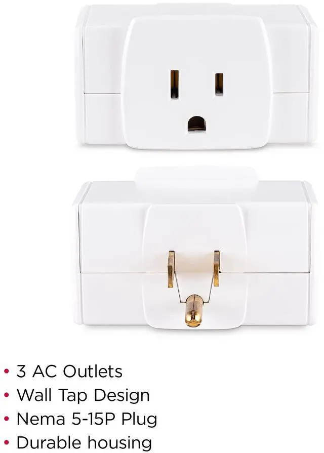 Alt view image 19 of 20 - CyberPower GT3WT 3 Sided Outlet Adapter - 3 - NEMA 5-15R Outlet(s), NEMA 5-15P Plug Type, Straight Plug Style