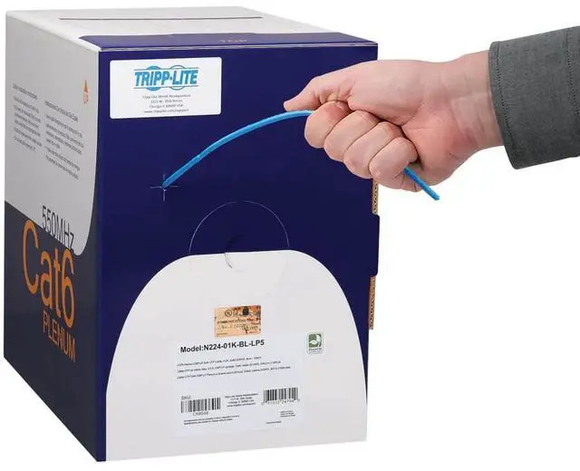 Alt view image 11 of 13 - Tripp Lite 1000ft Cat6 Bulk Ethernet Cable 100W PoE & PoE++ Blue N22401KBLLP5
