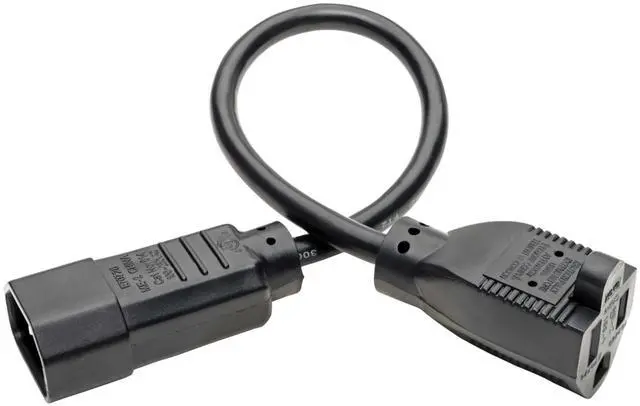Alt view image 4 of 6 - Tripp Lite series NEMA 5-15R to C14 Computer AC Power Cable - 13A, 125V, 16 AWG, 1 ft. (0.31 m), Black