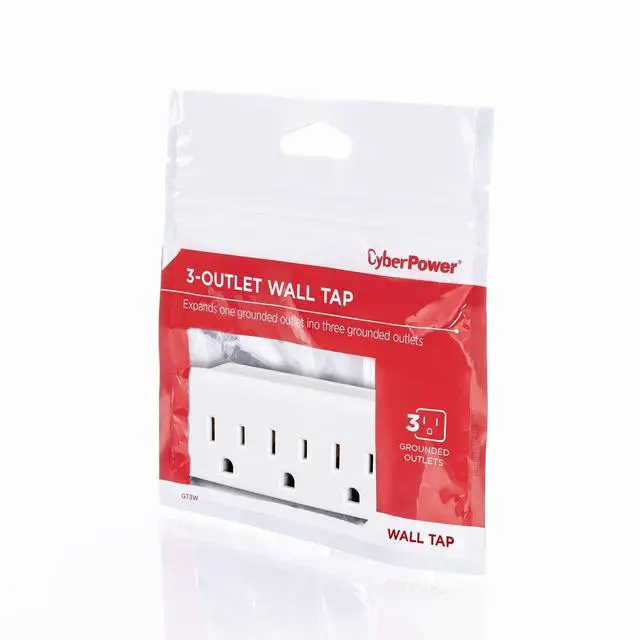 Alt view image 14 of 16 - CyberPower GT3W Straight 3 Outlet Adapter White