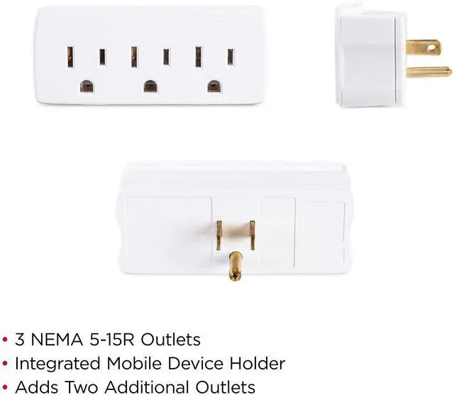 Alt view image 15 of 16 - CyberPower GT3W Straight 3 Outlet Adapter White