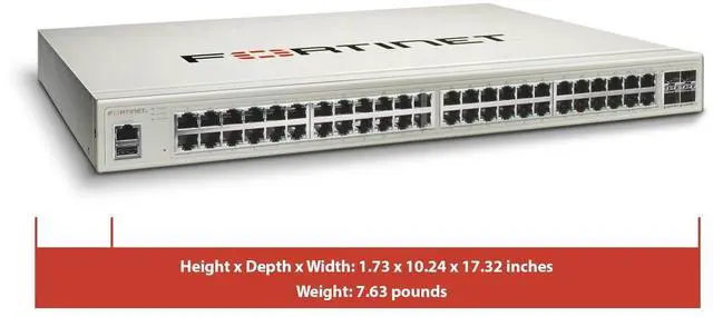Alt view image 4 of 8 - FortiSwitch-148F Layer 2 FortiGate switch controller compatible switch with 48x 1G RJ45 and 4x 10G/1G SFP+/SFP ports and 1x RJ45 console port.