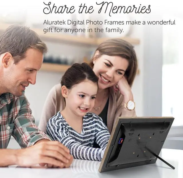 Alt view image 10 of 14 - Aluratek 13.3" WiFi Touchscreen Distressed Wood Digital Photo Frame ASHDPF13F