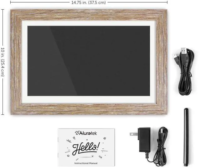 Alt view image 14 of 14 - Aluratek 13.3" WiFi Touchscreen Distressed Wood Digital Photo Frame ASHDPF13F