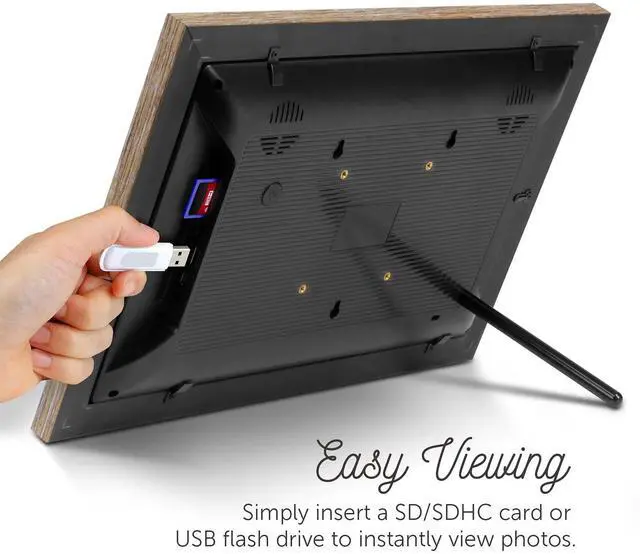 Alt view image 13 of 14 - Aluratek 13.3" WiFi Touchscreen Distressed Wood Digital Photo Frame ASHDPF13F