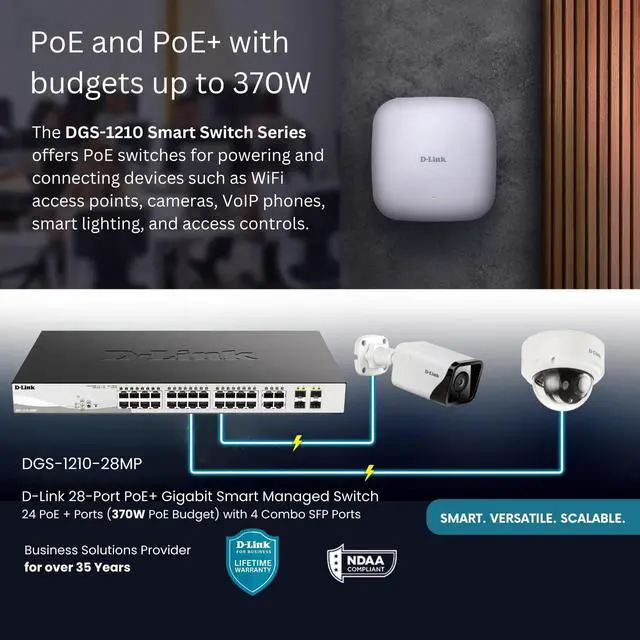 Alt view image 18 of 20 - D-Link 28-Port Layer 2 Smart Managed Gigabit Poe Switch