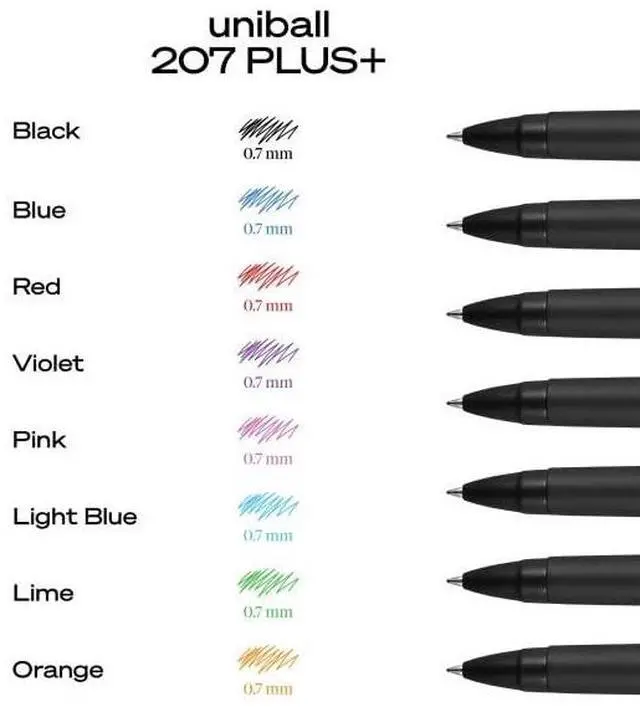 Alt view image 10 of 14 - uni-ball uniball 207 Plus+ Retractable Gel Pens Medium Point 0.7mm Black Ink 4/Pack (70460)