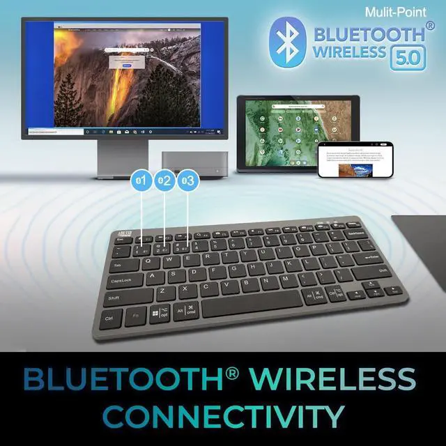 Alt view image 12 of 15 - Adesso Multi OS Bluetooth Scissor Switch Keyboard w/CoPilot AI Hotkey WKB-7000