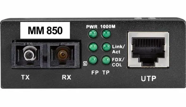 Alt view image 6 of 8 - Black Box Pure Networking Transceiver Media Converter 1 x Network (RJ-45) - 1 x SC Ports - DuplexSC Port - Multi-mode-850 nm Fiber-Gigabit Ethernet-1804.46 ft-AC Adapter-Standalone, Rack-mountable