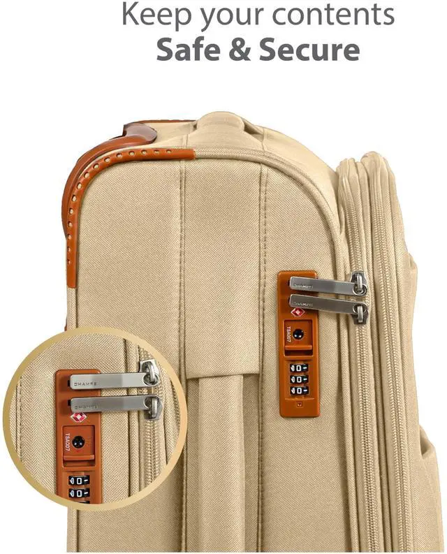 Alt view image 10 of 14 - CHAMPS Classic Collection 3-piece Softside Luggage set Khaki C5010KHAKI