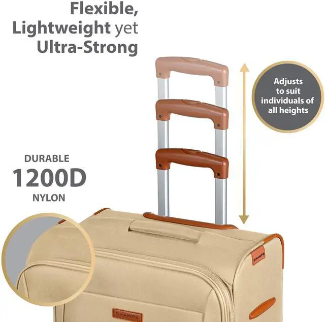 Alt view image 12 of 14 - CHAMPS Classic Collection 3-piece Softside Luggage set Khaki C5010KHAKI