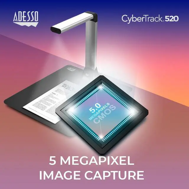 Alt view image 10 of 12 - Adesso 5MP Fixed-Focus A4 Document Camera Scanner with OCR Text Recognition