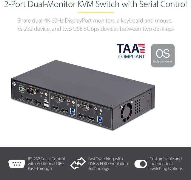 Alt view image 2 of 7 - StarTech 2-Port Dual-Monitor DisplayPort KVM Switch P2DD46A22-KVM-SWITCH