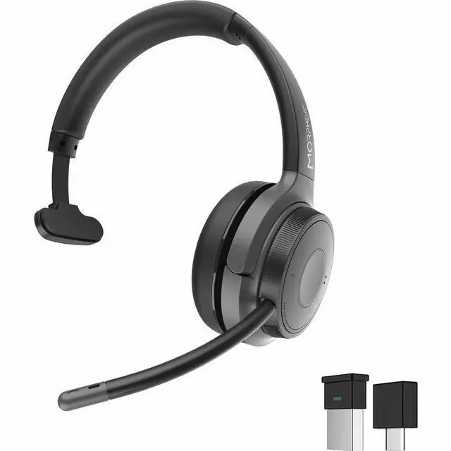 Alt view image 9 of 15 - Morpheus 360 Advantage Wireless Mono Headset with Detachable Boom Microphone - Bluetooth Headphones - UC Compatible - 20 Hour Playtime - USB A Connector - USB Type-C Adapter - HS6200MBT