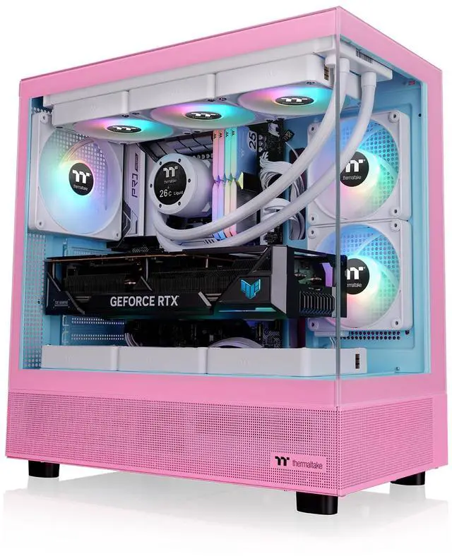 Alt view image 11 of 15 - Thermaltake View 270 Plus TG ARGB Mid Tower Chassis; 3x120mm ARGB Lite Fans Included; 360mm Radiator Support; 420mm GPU Clearance; 180mm Air Cooler Max Height; Bubble Pink; CA-1Y7-00MAWN-00