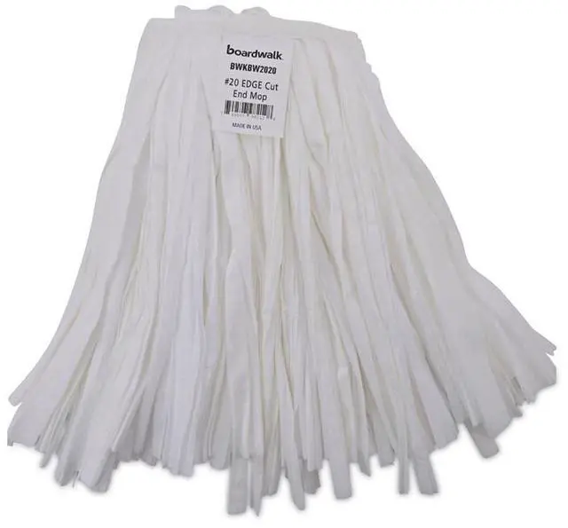 Alt view image 5 of 12 - Boardwalk Nonwoven Cut End Edge Mop Rayon/Polyester #20 White 12/Carton BW2020