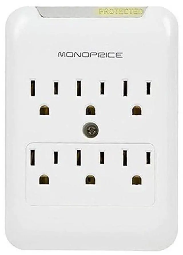 Alt view image 13 of 14 - Monoprice Power & Surge - 6 Outlet Surge Protector Slim Wall Tap - White | UL Rated, 540 Joules With Protected Light Indicator