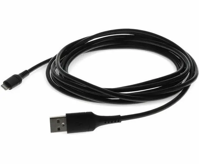 Alt view image 2 of 16 - AddOn 2.0m (6.6ft) USB 2.0 (A) Male to Lightning Male Sync and Charge Black Cable