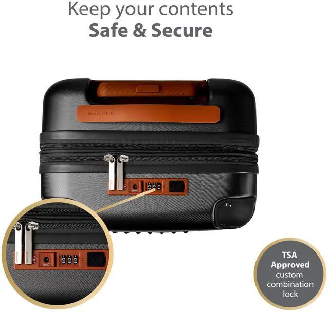 Alt view image 9 of 14 - CHAMPS Vintage Collection - Hardside Carry-on - Black - Durable Expandable Hardside 20in. Carry-on - Lightweight Polycarbonate with TSA Lock - 360-Degree Wheels and USB-Charging port for Charging on-t