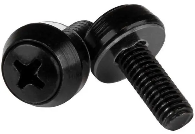 Alt view image 2 of 3 - StarTech.com M6 x 12mm - Screws - 100 Pack, Black - M6 Mounting Screws for Server Rack & Cabinet - Mounting Screw - 0.47" - Steel - Black - 1 Pack