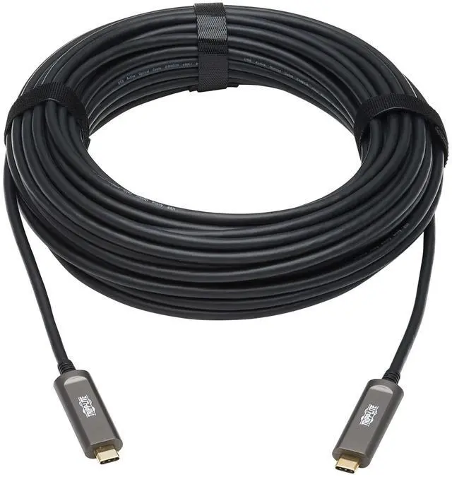 Alt view image 11 of 14 - Tripp Lite USB-C AOC Cable (M/M) - USB 3.2 Gen 2 (10 Gbps) Plenum-Rated Fiber Active Optical Cable - Data Only, Black, 10 m - 32.81 ft USB-C Data Transfer Cable for Server, Hard Drive, Desktop Compute