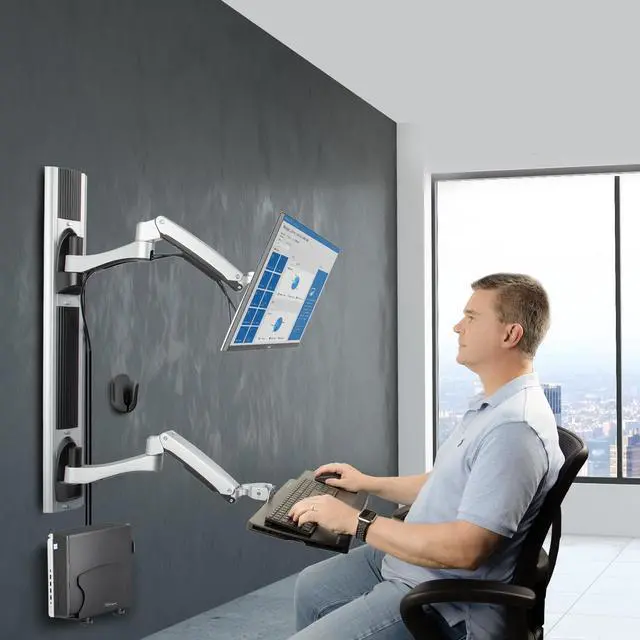 Alt view image 9 of 14 - StarTech Wall Mount Workstation, VESA Mount For 32" Monitor 2PASTSC-WALL-MOUNT
