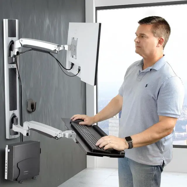 Alt view image 11 of 14 - StarTech Wall Mount Workstation, VESA Mount For 32" Monitor 2PASTSC-WALL-MOUNT
