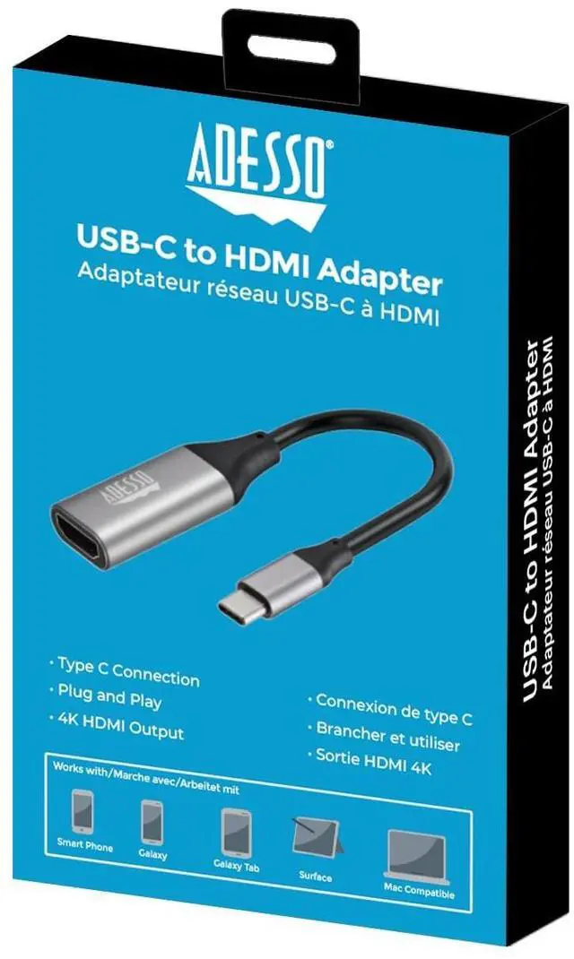 Alt view image 12 of 15 - Adesso USB C To HDMI Adapter @4K/60Hz AUH5010