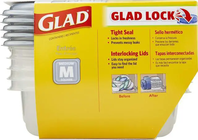 Alt view image 2 of 7 - Glad Home Collection Food Storage Containers with Lids Medium 25oz 5Pk XZA60795