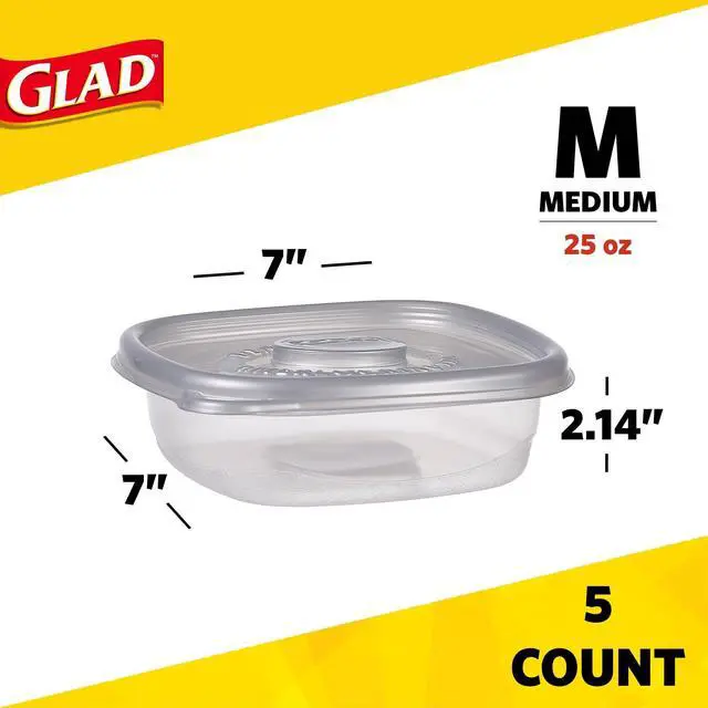 Alt view image 5 of 7 - Glad Home Collection Food Storage Containers with Lids Medium 25oz 5Pk XZA60795