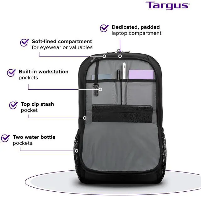Alt view image 9 of 13 - Targus Classic Carrying Case Backpack for 17" to 17.3" Notebook, Smartphone, Accessories Black