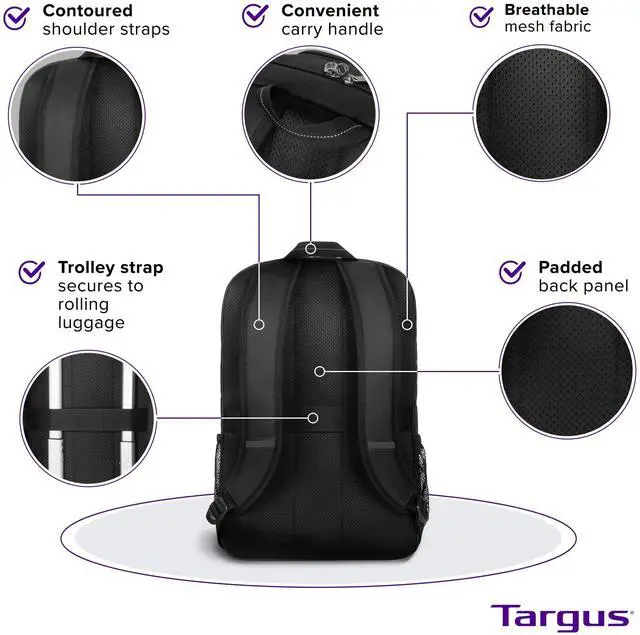 Alt view image 10 of 13 - Targus Classic Carrying Case Backpack for 17" to 17.3" Notebook, Smartphone, Accessories Black