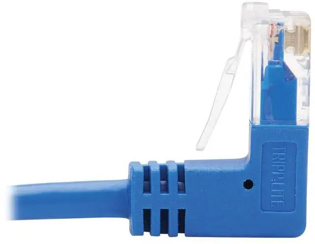 Alt view image 13 of 14 - TRIPP LITE N204-S01-BL-DN 1 ft. Cat 6 Blue Down-Angle Cat6 Gigabit Molded Slim UTP Ethernet Cable (RJ45 Right-Angle Down M to RJ45 M)