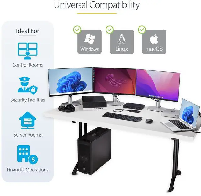 Alt view image 11 of 13 - StarTech 4-Port KM Switch w/ Mouse Switching - USB 3.0 Keyboard/Mouse Switcher for 4 Computers - 3.5mm and USB Audio - TAA Compliant P4A20132-KM-SWITCH