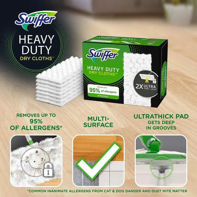 Alt view image 2 of 6 - Swiffer Heavy-Duty Dry Refill Cloths White 11 x 8.5 32/Pack 77198