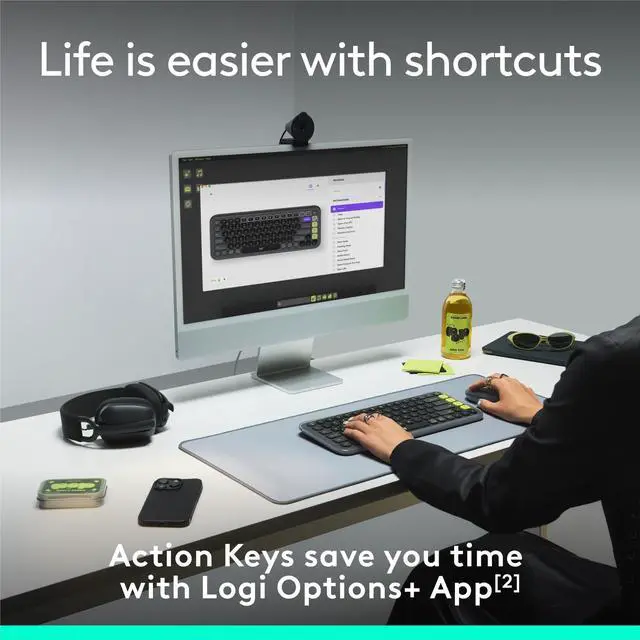 Alt view image 11 of 14 - Logitech POP ICON KEYS Compact Wireless Keyboard, Graphite/Green 920-013143