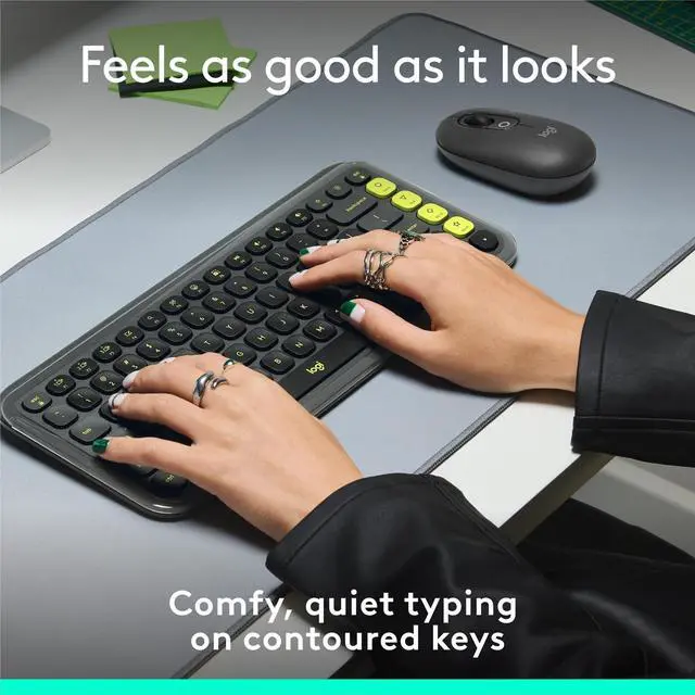 Alt view image 13 of 14 - Logitech POP ICON KEYS Compact Wireless Keyboard, Graphite/Green 920-013143