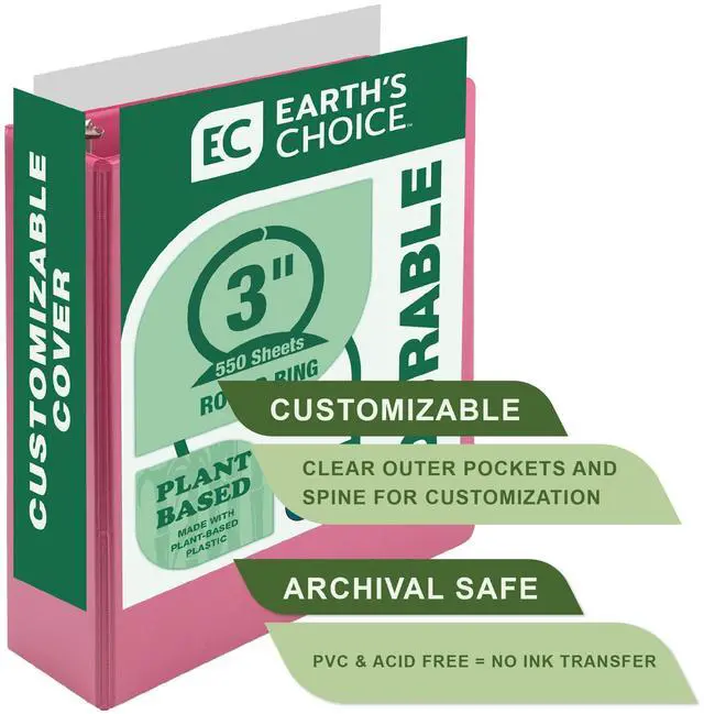 Alt view image 9 of 12 - Samsill Earth's Choice Plant-Based 3" 3 Ring View Binders Assorted Tropical Colors 4/Pack (MP48689)