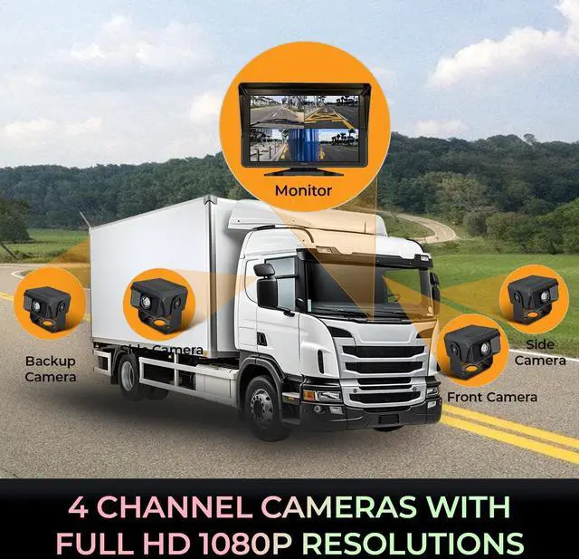 Alt view image 17 of 20 - GekoGear 4 Channel 1080P Dash Cam For Trucks With a 10.1" IPS Screen