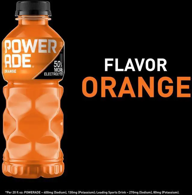 Alt view image 7 of 10 - Powerade Orange Sports Drink 20 oz. 24 Bottles/Pack (049000032789)