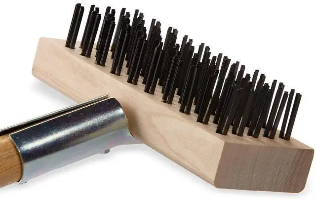 Alt view image 2 of 2 - Sparta Broiler Master Grill Brush and Scraper with Handle Metal Bristles 30" Natural Wood Handle 36372500
